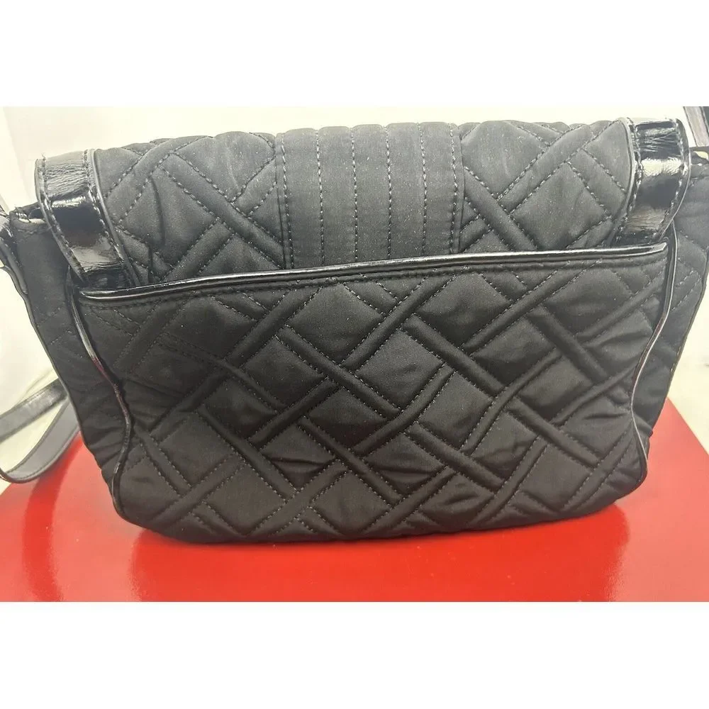 Vera Bradley Iconic Quilted Messenger‎ Bag Black Pattern Lining